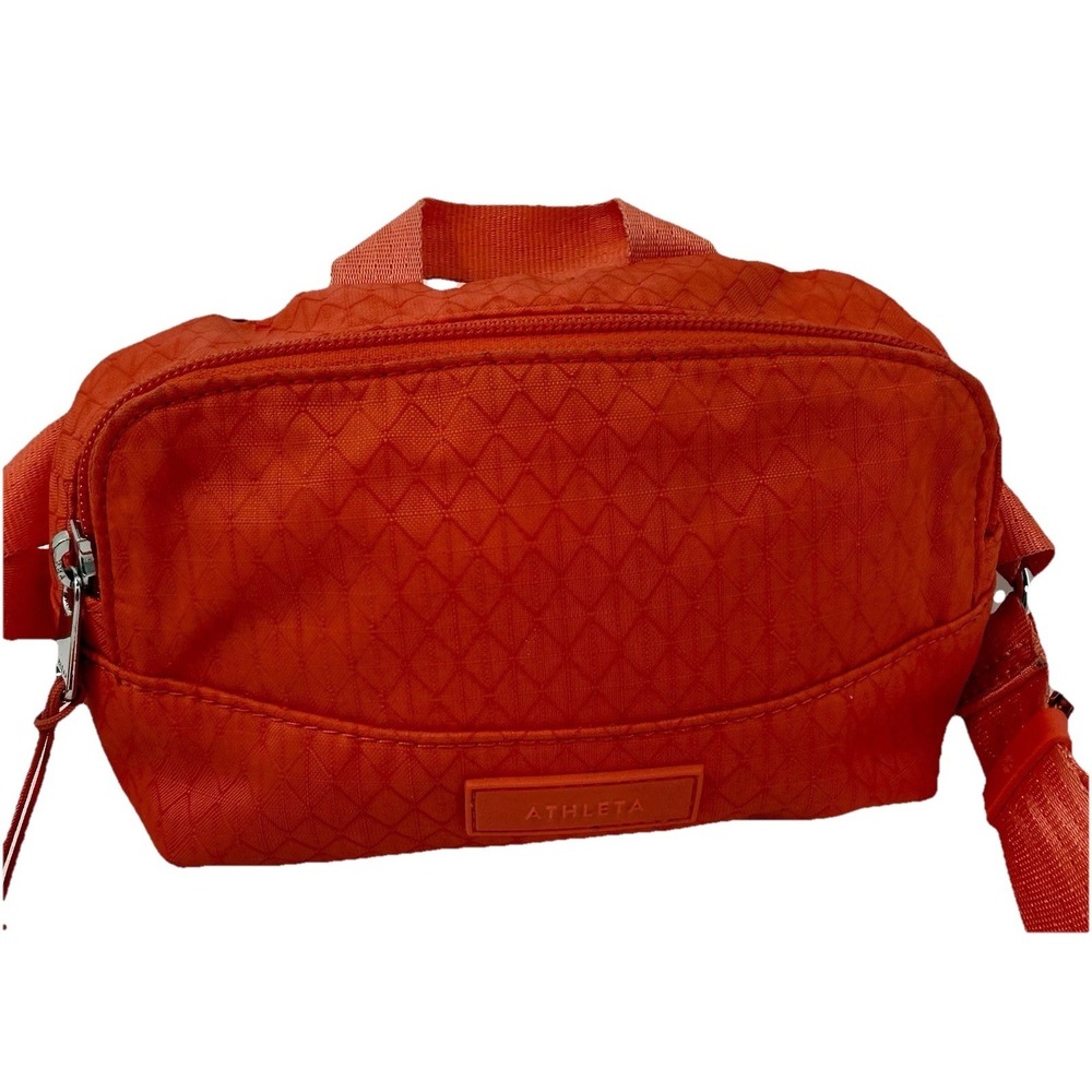Athleta Fanny Pack Ripstop Belt Bag‎ Orange Adjustable 50" Strap 2 Pockets EUC